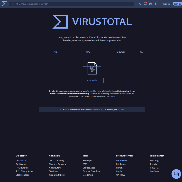 Screenshot virustotal.com