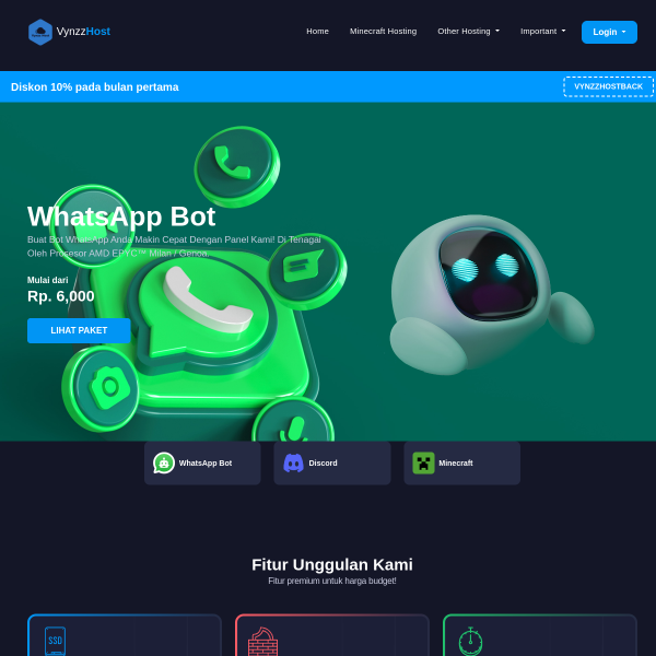 Screenshot vynzzhost.com