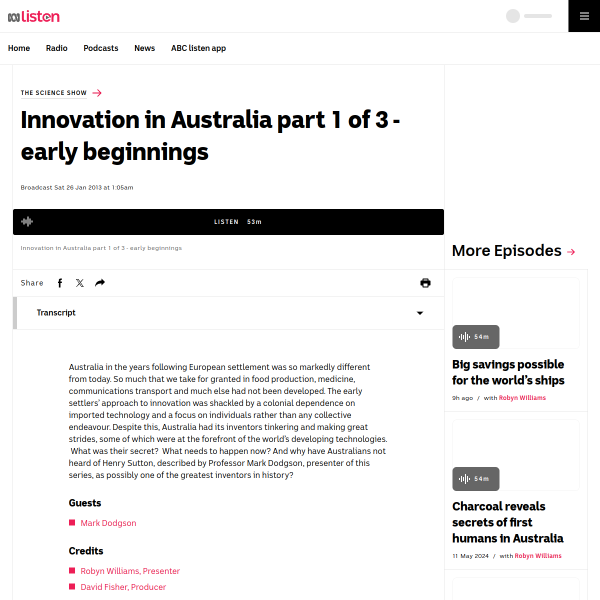 Innovation in Australia part 1 of 3 - early beginnings