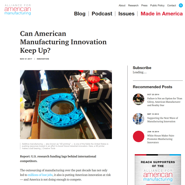 Can American Manufacturing Innovation Keep Up?