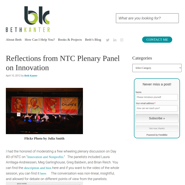 Reflections from NTC Plenary Panel on Innovation