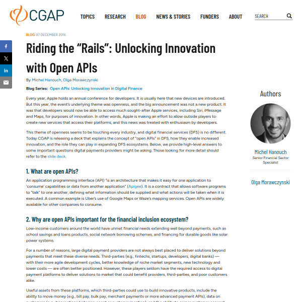 Riding the “Rails”: Unlocking Innovation with Open APIs