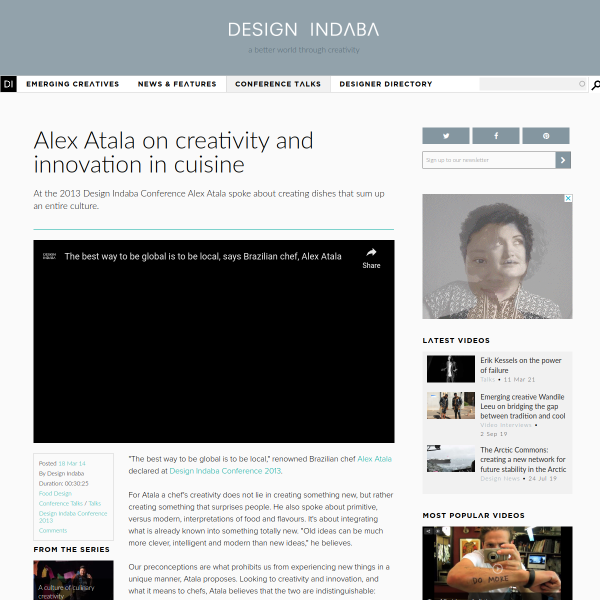 Alex Atala on creativity and innovation in cuisine - Design Indaba