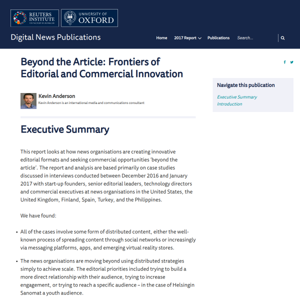 Beyond the Article: Frontiers of Editorial and Commercial Innovation