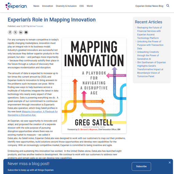 Experian’s Role in Mapping Innovation - Experian Global News Blog