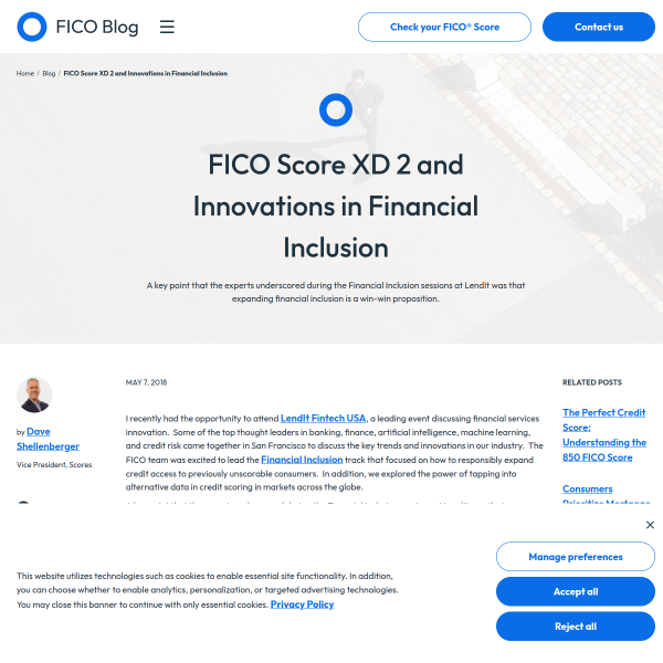 FICO Score XD 2 and Innovations in Financial Inclusion