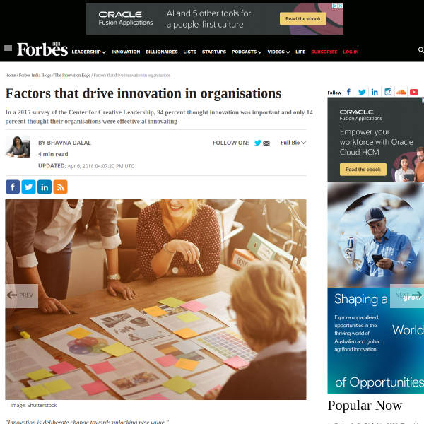 Factors that drive innovation in organisations - Forbes India Blog