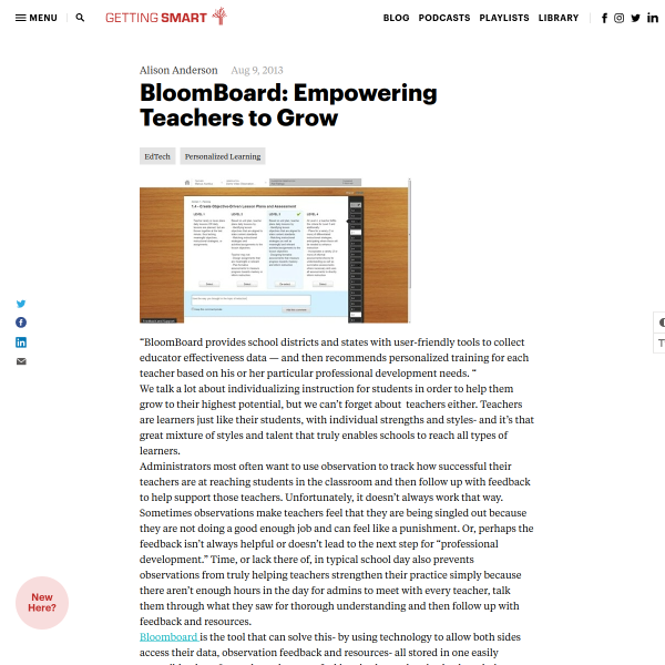 BloomBoard: Empowering Teachers to Grow - Getting Smart by Alison Anderson - edreform, Innovation, PD, teacher PD, teachers, Teaching