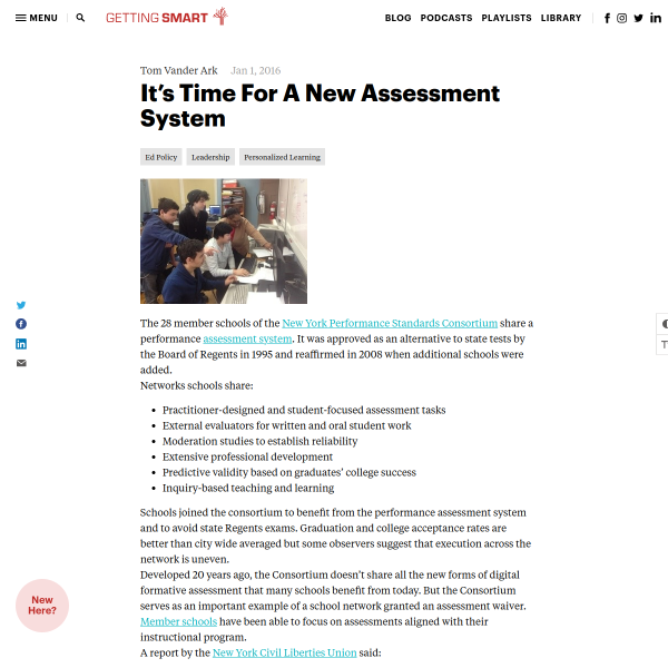 It's Time For A New Assessment System - Getting Smart by Tom Vander Ark - Assessment, Blog, education policy, Innovation