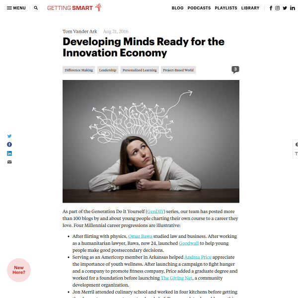 Developing Minds Ready for the Innovation Economy