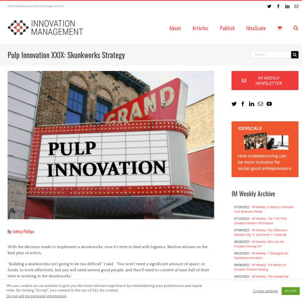 Pulp Innovation XXIX: Skunkworks Strategy - Innovation Management
