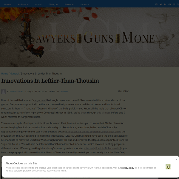 Innovations In Leftier-Than-Thousim - Lawyers, Guns & Money