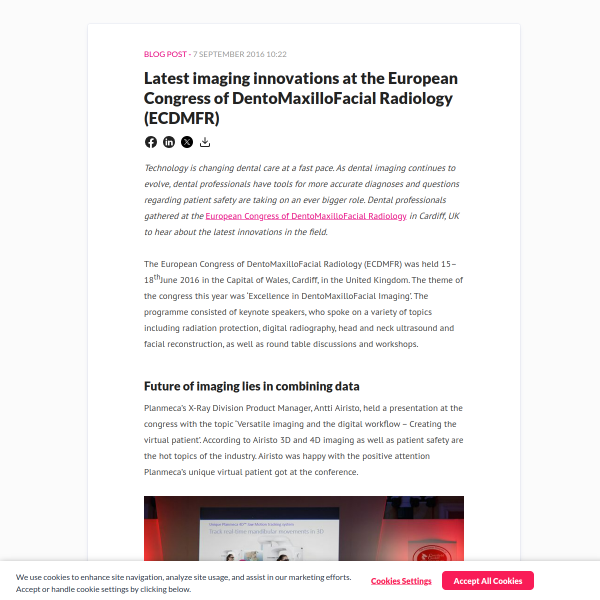 Latest imaging innovations at the European Congress of DentoMaxilloFacial Radiology (ECDMFR)