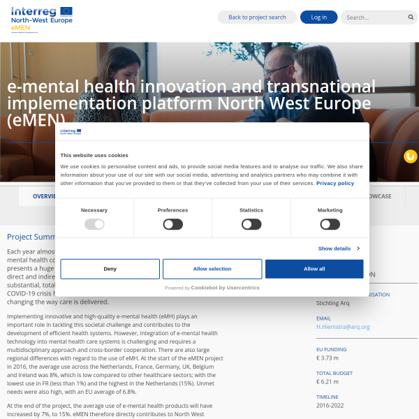 e-mental health innovation and transnational implementation platform North West Europe (eMEN)