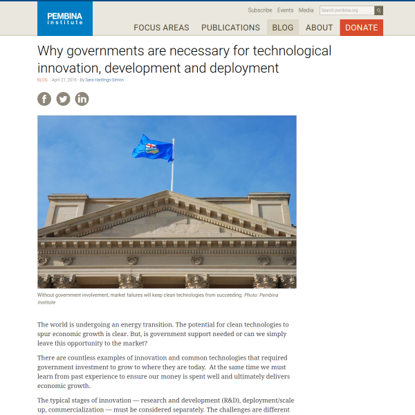 Why governments are necessary for technological innovation, development and deployment