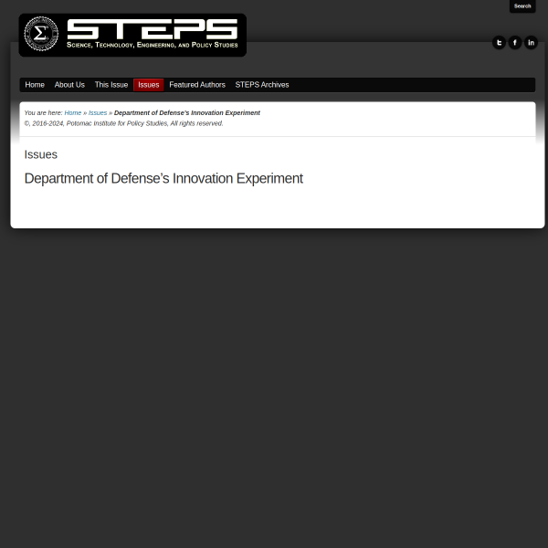 Department of Defense’s Innovation Experiment
