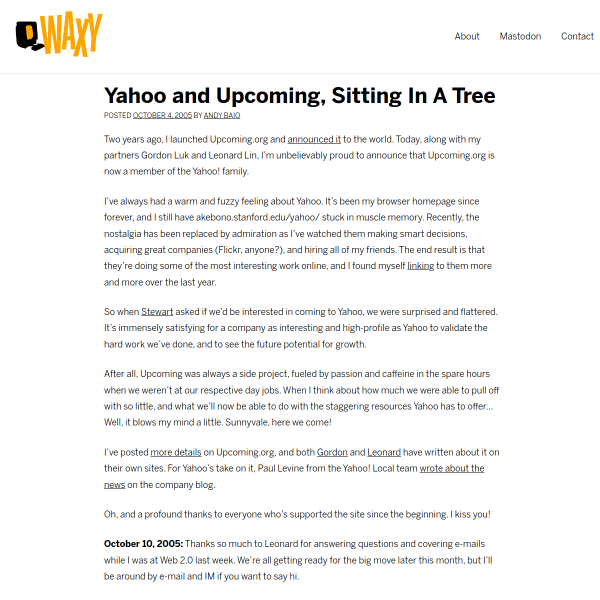 Yahoo! buys Upcoming.org