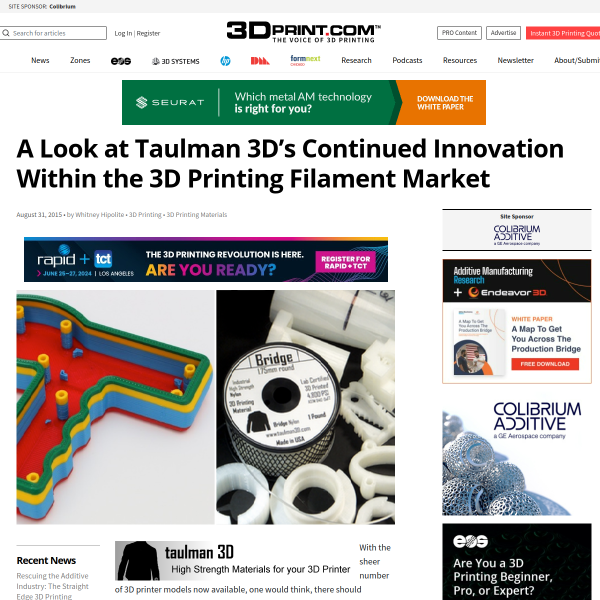 A Look at Taulman 3D’s Continued Innovation Within the 3D Printing Filament Market