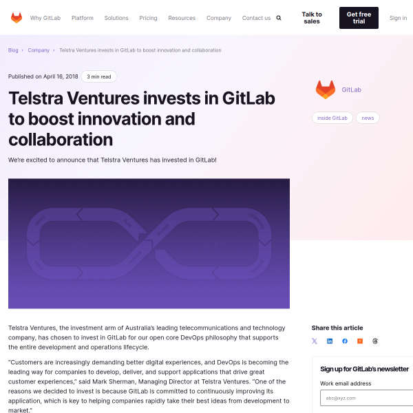 Telstra Ventures invests in GitLab to boost innovation and collaboration