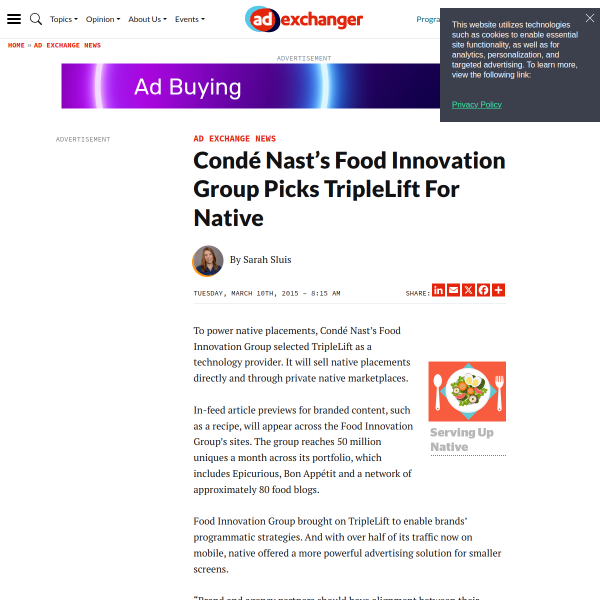 Condé Nast’s Food Innovation Group Picks TripleLift For Native - AdExchanger
