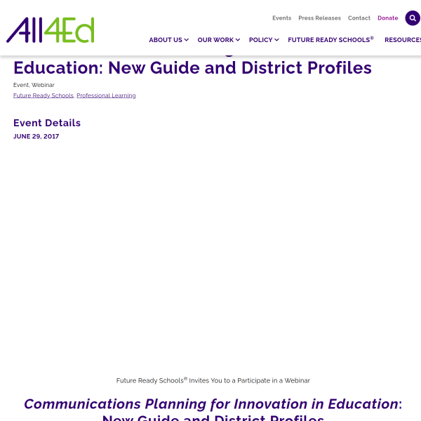 Communications Planning for Innovation in Education: New Guide and District Profiles