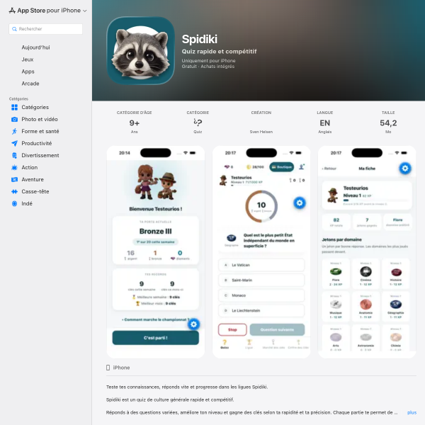 Spidiki — Application mobile de quiz gamifiée