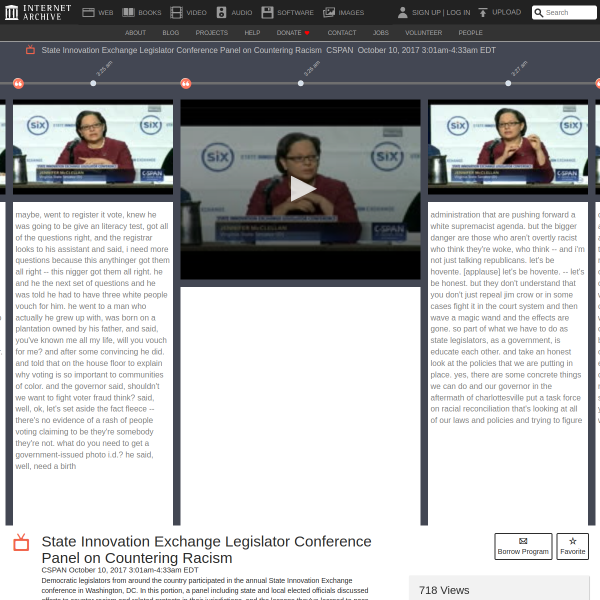 State Innovation Exchange Legislator Conference Panel on Countering Racism : CSPAN : October 10, 2017 3:01am-4:33am EDT : Free Borrow & Streaming : Internet Archive