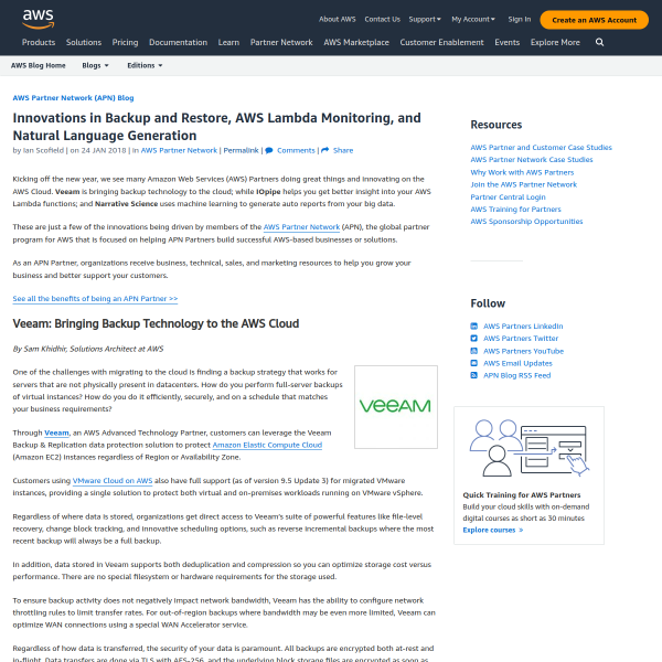 Innovations in Backup and Restore, AWS Lambda Monitoring, and Natural Language Generation - Amazon Web Services