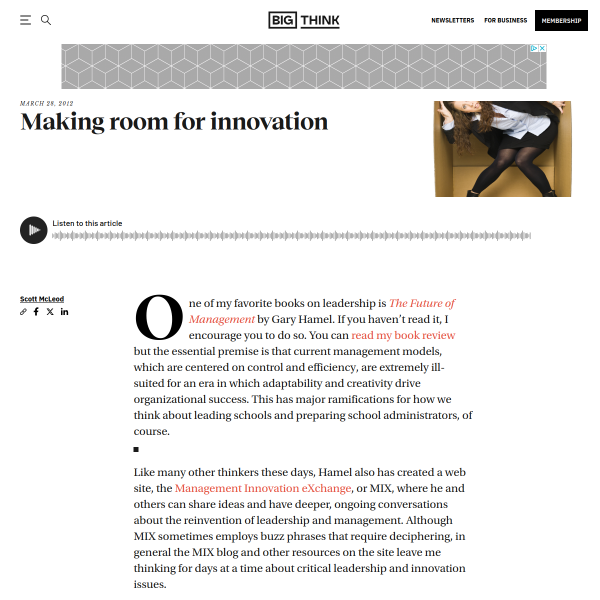 Making room for innovation