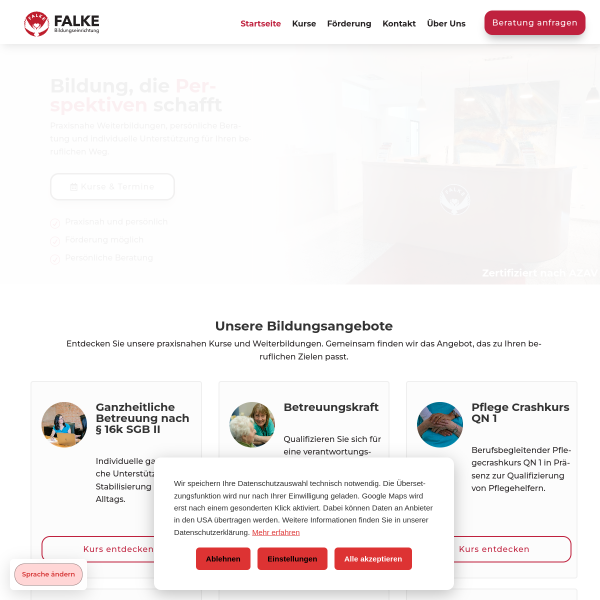 Falke Bildung – Desktopansicht