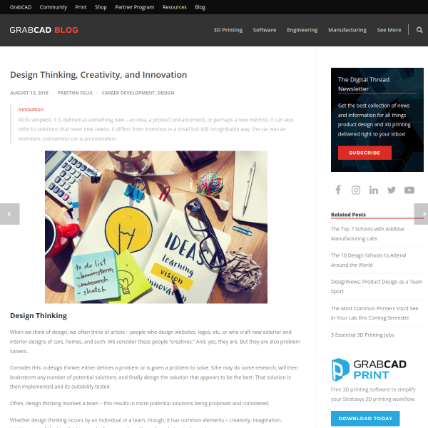 Design Thinking, Creativity, and Innovation - GrabCAD Blog