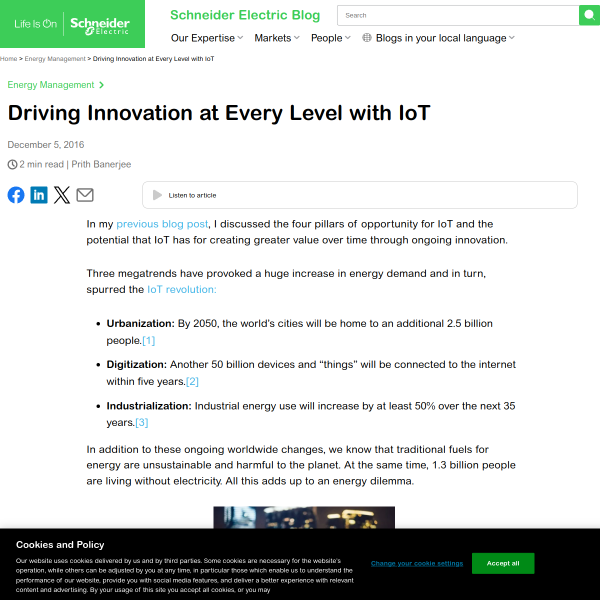 Driving Innovation at Every Level with IoT - Schneider Electric Blog