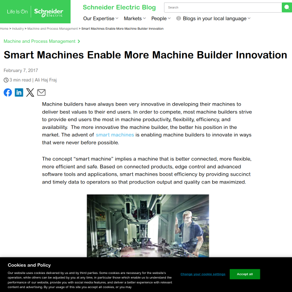 Smart Machines Enable More Machine Builder Innovation - Schneider Electric Blog
