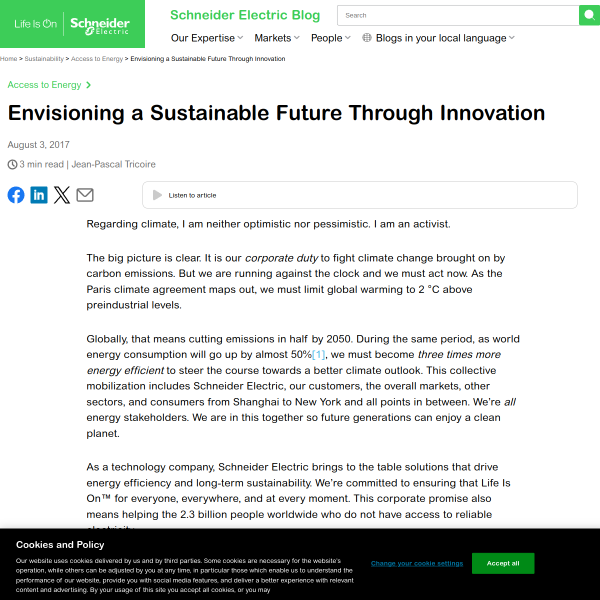 Envisioning a Sustainable Future Through Innovation - Schneider Electric Blog