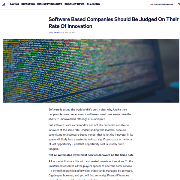 Software Companies Should Be Judged On Their Rate Of Innovation