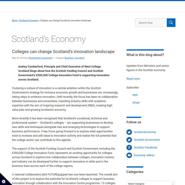 Colleges can change Scotland’s innovation landscape