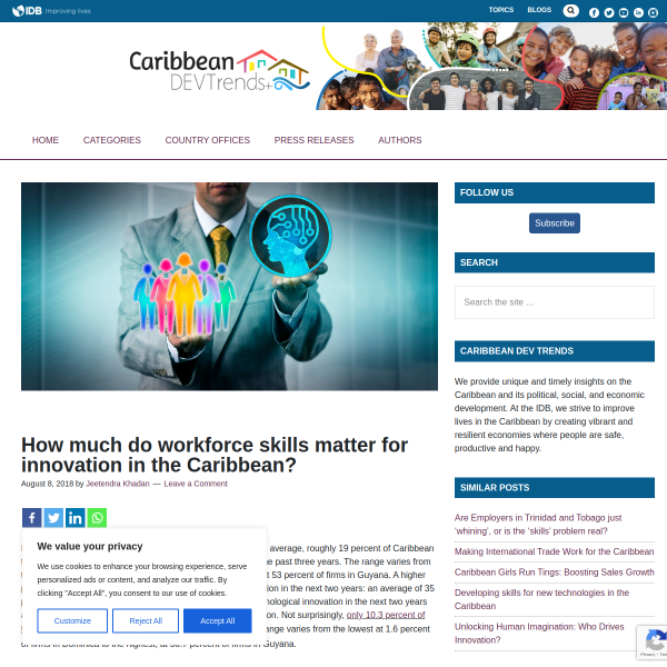 How much do workforce skills matter for innovation in the Caribbean?