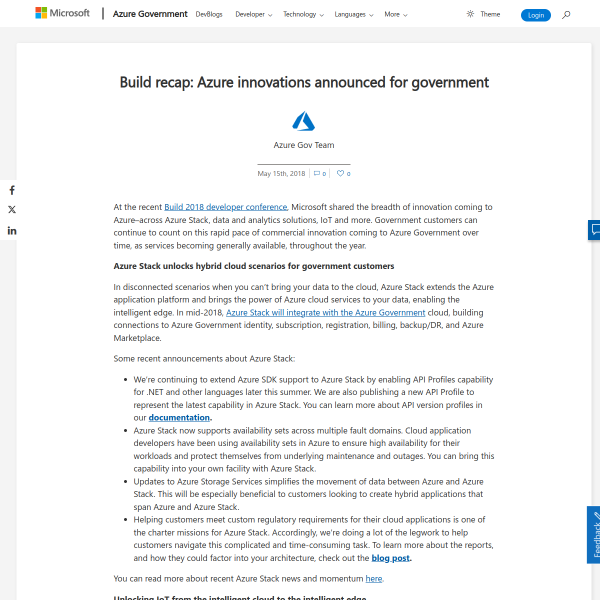 Build recap: Azure innovations announced for government