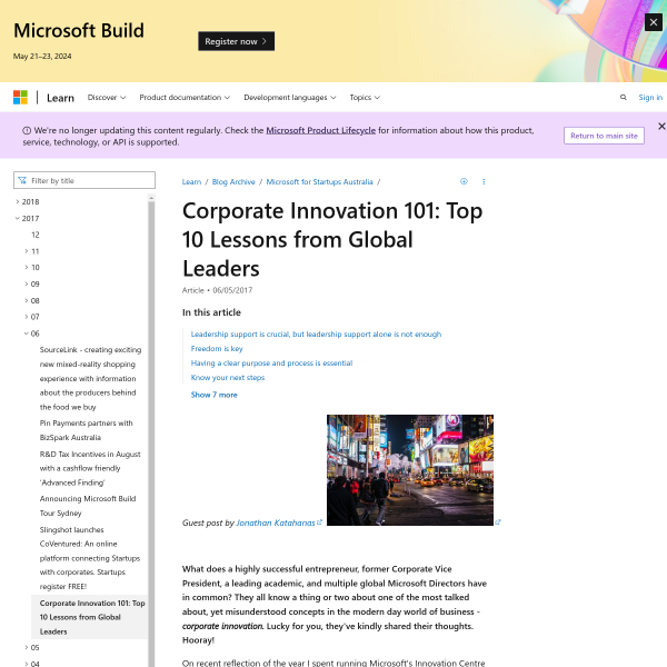 Corporate Innovation 101: Top 10 Lessons from Global Leaders