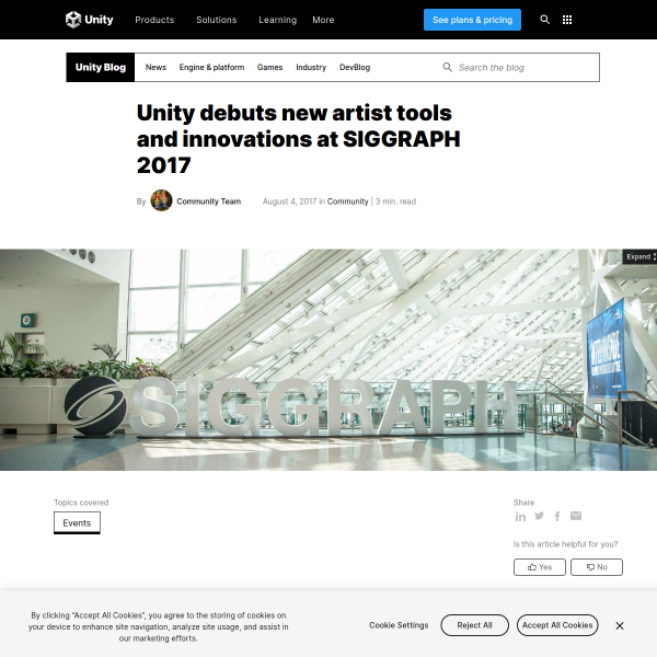 Unity debuts new artist tools and innovations at SIGGRAPH 2017 – Unity Blog