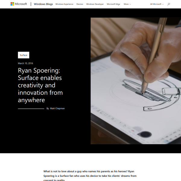 Ryan Spoering: Surface enables creativity and innovation from anywhere - Microsoft Devices Blog