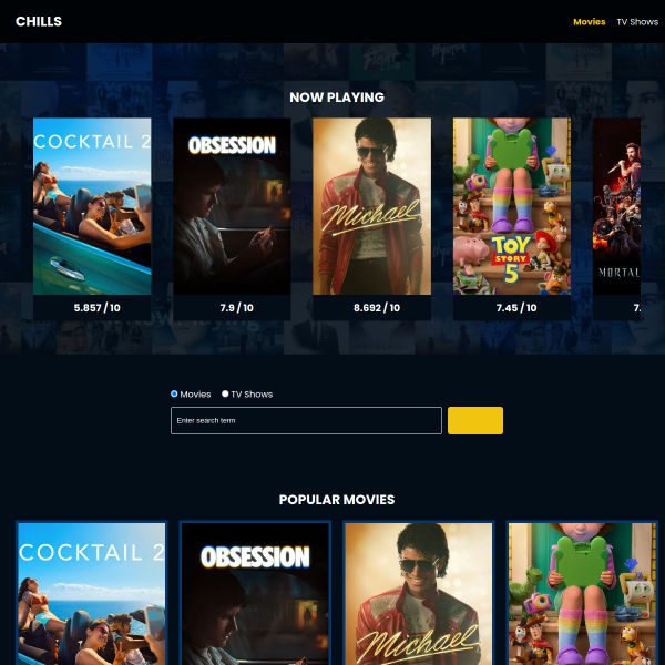 Screenshot of Chills Media App