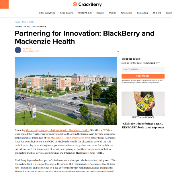Partnering for Innovation: BlackBerry and Mackenzie Health