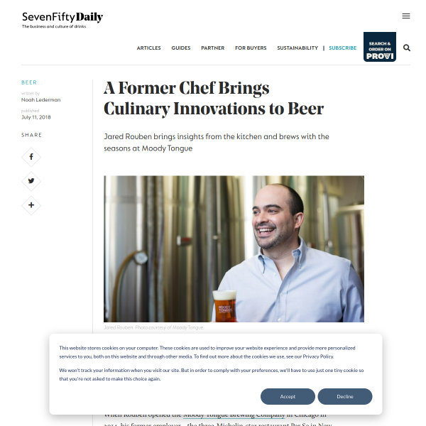A Former Chef Brings Culinary Innovations to Beer - SevenFifty Daily