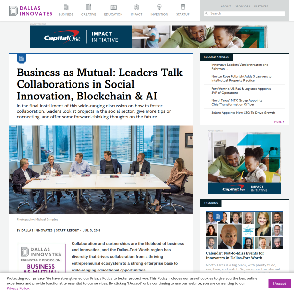 Business as Mutual: Leaders Talk Collaborations in Social Innovation, Blockchain & AI » Dallas Innovates