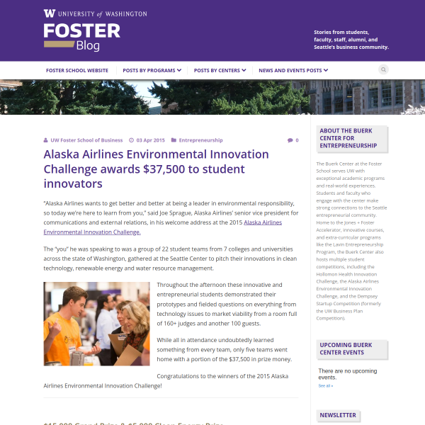 Alaska Airlines Environmental Innovation Challenge awards $37,500 to student innovators - Foster Blog