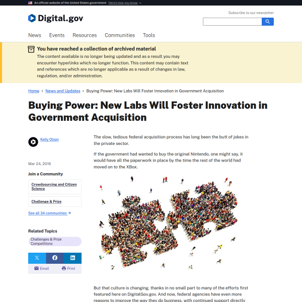 Buying Power: New Labs Will Foster Innovation in Government Acquisition