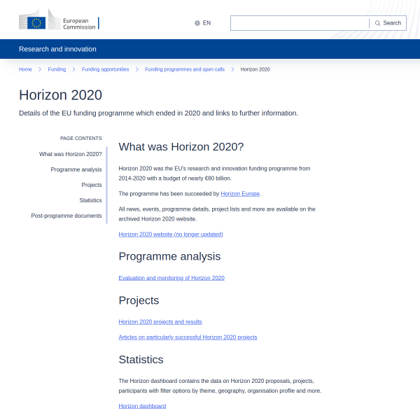 The latest Research and Innovation Framework Programme: Horizon Europe - Horizon 2020 - European Commission