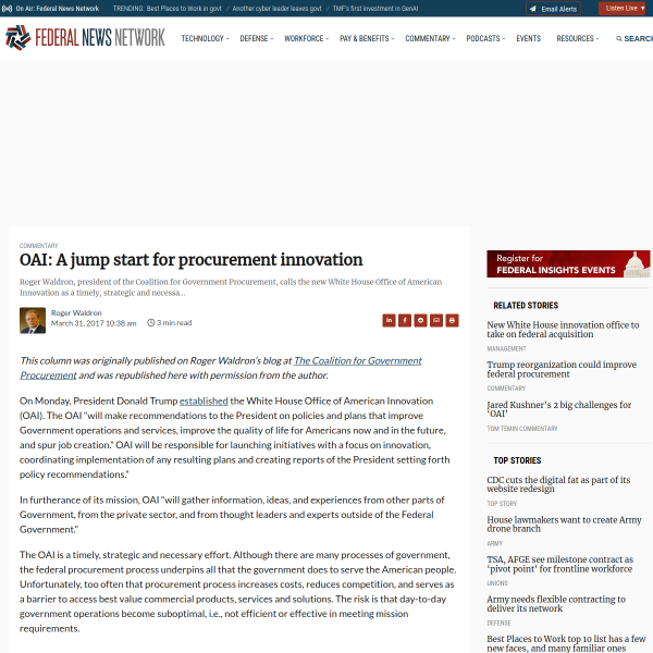 OAI: A jump start for procurement innovation