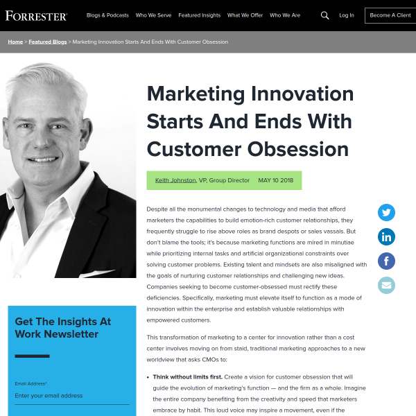 Marketing Innovation Starts And Ends With Customer Obsession